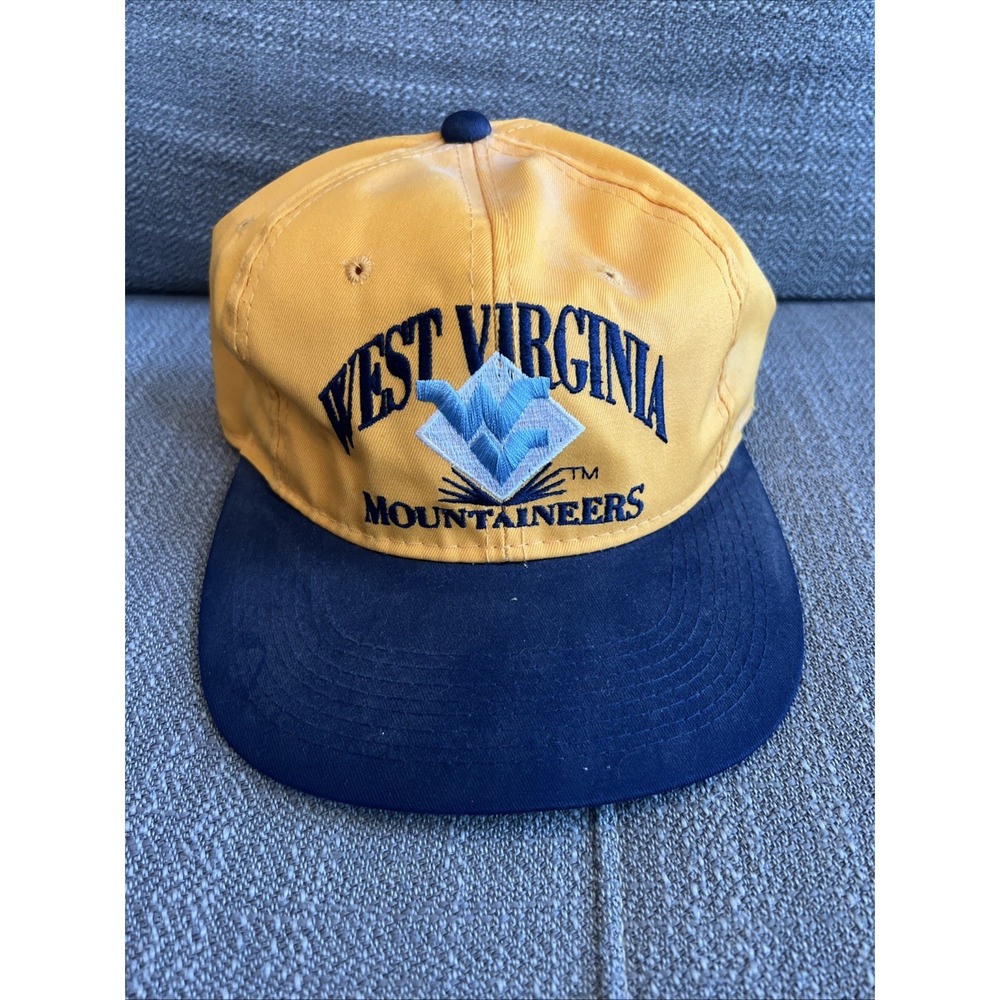Vintage West Virginia Mountaineers Snapback Hat NCAA Yellow And Navy Preowned